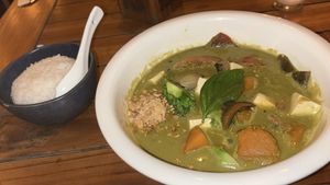 green curry with tofuu  at Katana Asian Cuisine in Santa Teresa