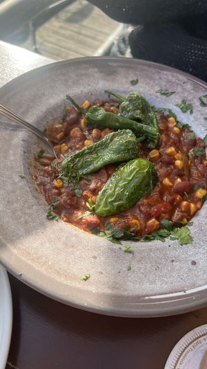 Chilli sin carne (was ok, no faux meat inside)   at Sonnendeck in Berlin