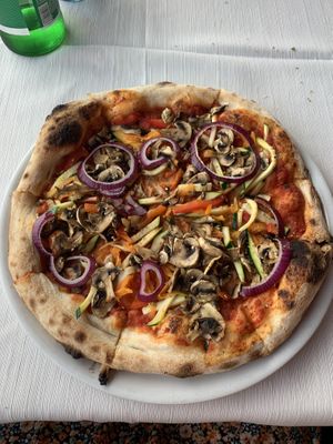 Vegetable pizza (need to be ordered without dairy cheese)   at Copacabana in Rovinj