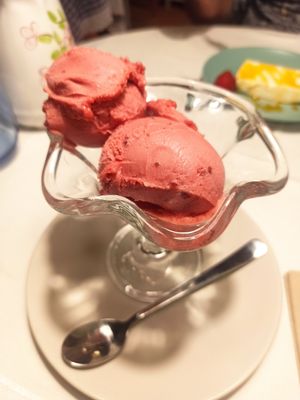 Sorbete frambuesa at La Almuzara in Segovia