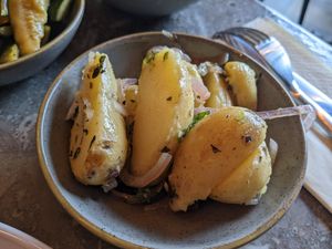 New potato and mint salad at Chatsworth Kitchen in Matlock