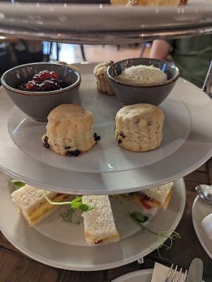 Mini scones with vegan cream at Chatsworth Kitchen in Matlock