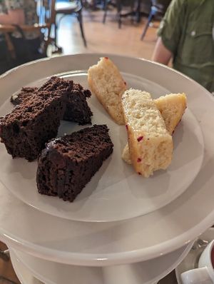 Vegan chocolate and lemon-drizzle cakes at Chatsworth Kitchen in Matlock