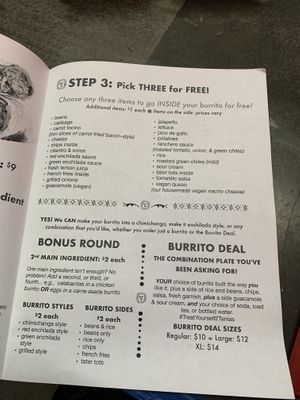 Menu 3 at Tanias 33 Dos Mundos in Tucson