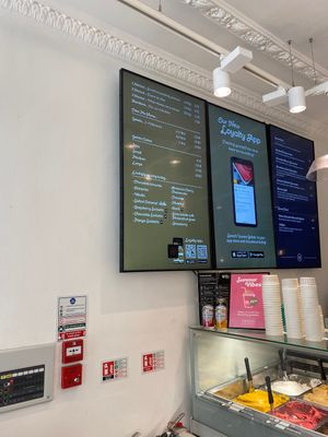 menu - there are also additional flavours to this. shows some of the vegan marked sorbets   at Swoon in Oxford