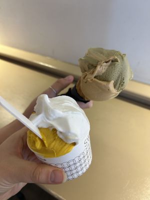 mango and coconut, biscoff and pistachio (all vegan)  at Swoon in Oxford