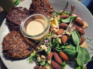 Salad and fritters (Gröd teller) at Grød - Christianshavns in Copenhagen