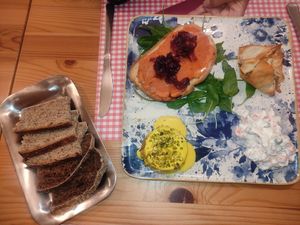 Antipasto con pane integrale fatto da loro at Ristorante Peruggini in Vistarino