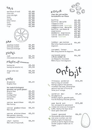Menu Winter 2022/2023 at Joost Bakker & Lunchroom in Emmen