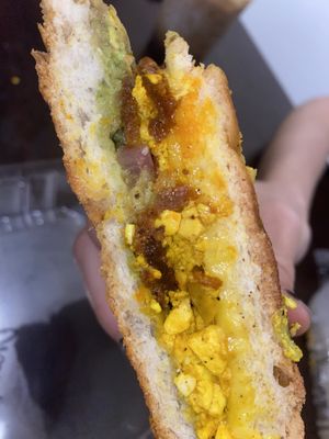 Vegan breakfast sandwich- add avocado and onion! at Cafe Hey in Tampa