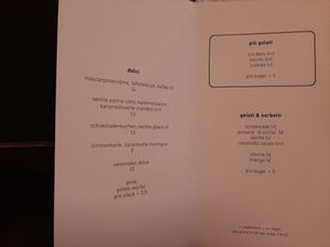 Dessert menu at Più Zug in Zug