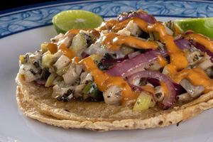 Taco gobernador at Aguachiles Veg in Mexico City