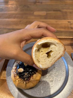 fluffy inside of salt bread 🤤 at Miso Bakery in Seoul