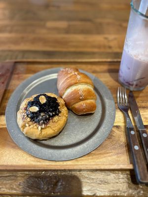 triple berry scone and plain salt bread at Miso Bakery in Seoul
