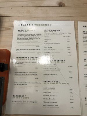 Menu   at Plantan Kaffihús in Reykjavik