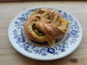 Cheese and jalapeño bun at Plantan Kaffihús in Reykjavik