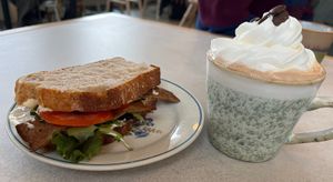 Tofu blt and hot chocolate   at Plantan Kaffihús in Reykjavik