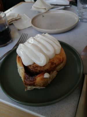 Cinnamon bun with cream cheese at Plantan Kaffihús in Reykjavik