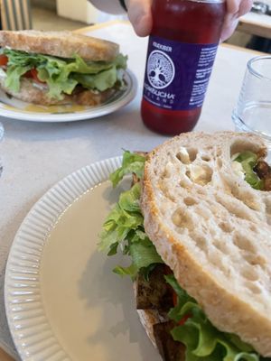 Tofu BLT & Icelandic kombucha   at Plantan Kaffihús in Reykjavik