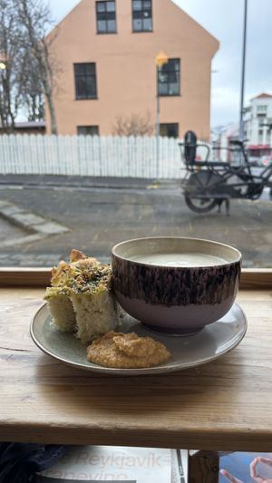 Soup of the day (mushroom)  at Plantan Kaffihús in Reykjavik