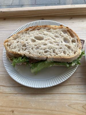 Tofu bacon lettuce and tomato   at Plantan Kaffihús in Reykjavik