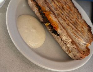 BLT with tofu-based bacon, tomatoes, lettuce, and garlic sauce at Plantan Kaffihús in Reykjavik