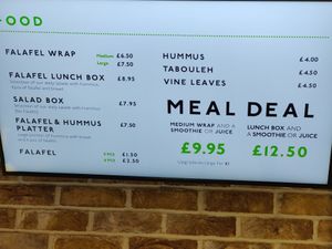 Menu at Go Falafel - Charing Cross in London