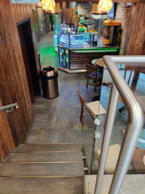 Steps down to the counter at Go Falafel - Charing Cross in London