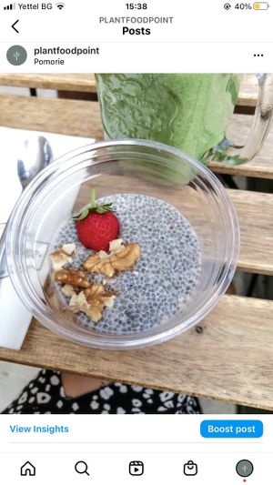 Chia pudding with coconut milk, walnuts and strawberries   at Daily Dose Speciality Coffee Shop  in Burgas