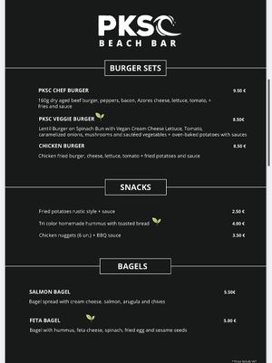 menu  at PKSC | Peniche Kite & Surf Center in Peniche