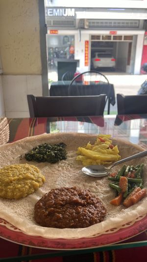 Vegan combo  at Addis Ethiopian Restaurant in Phnom Penh