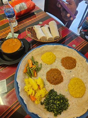 VEGAN PLATTER at Addis Ethiopian Restaurant in Phnom Penh