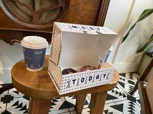 Cute packaging at Parlor Doughnuts in Branson