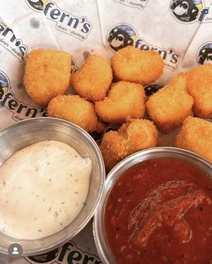 Cheese Curds-House made Cashew Nuggets. GF Breading. Ranch. Marinara.  at Fern's Diner + Drinkery in Cascade
