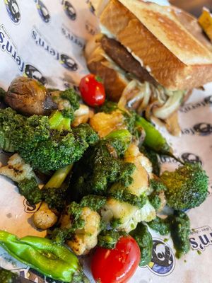 Patty Melt (Beyond) w/Grilled Veggies & Chimichurri  at Fern's Diner + Drinkery in Cascade