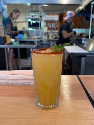 The Tava - drinks come with a little flower or bit of herb from the property at Fern's Diner + Drinkery in Cascade