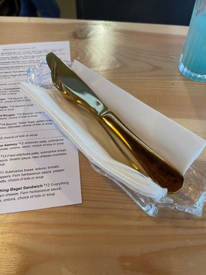 Flatware and napkins are delivered in a cute little tray-such a nice touch at Fern's Diner + Drinkery in Cascade