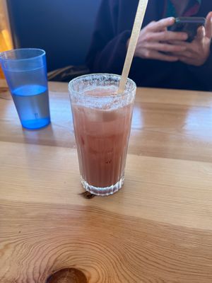 Reservoir Beach cocktail - SO GOOD. Made with vanilla coconut milk, coconut rum, & cherry 🍒   at Fern's Diner + Drinkery in Cascade