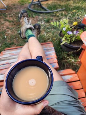 earl grey with oatmilk (and cute seats!) at Fern's Diner + Drinkery in Cascade
