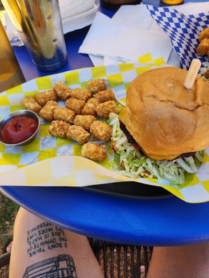classic cheeseburger and tots (best tots ever! best burger i've had in a while) at Fern's Diner + Drinkery in Cascade