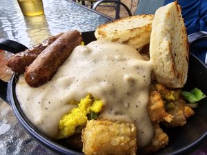 Biscuits and gravy at Fern's Diner + Drinkery in Cascade