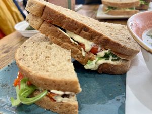 Hummus and veg sandwich   at Old Post Office Cafe Gallery in Kingussie