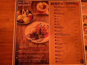 Menu - drinks & deserts at Takumi Sapporo Ramen Kitchen in Barcelona