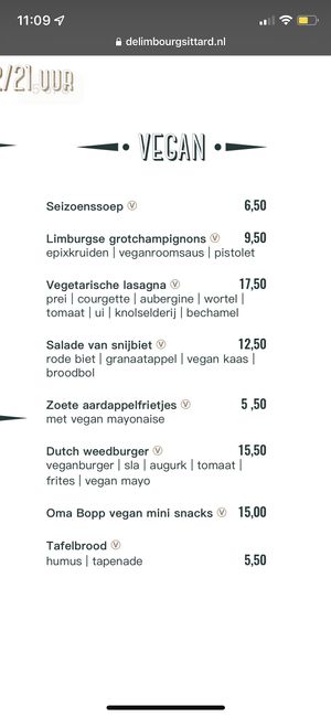 menu  at De Limbourg Sittard in Sittard