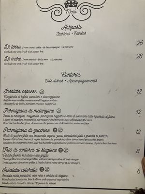 Menu  at Monsù in Naples