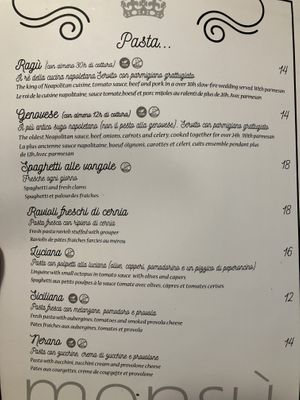 Menu  at Monsù in Naples