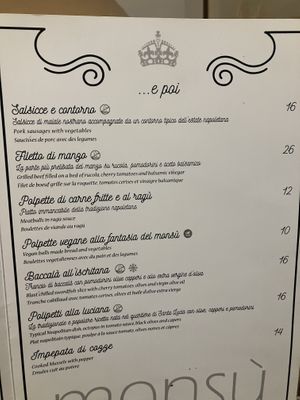 Menu  at Monsù in Naples