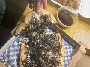 That cheese pull!  at Bo Tree Plant-Based Cuisine in Unionville