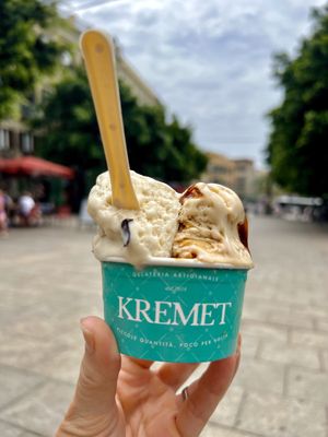 Coconut & caramel  at Kremet Gelateria in Cagliari