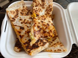 Kids Cheeze Quesdadilla (w/avocado crema and street corn)  at DOS PINK in Phoenix